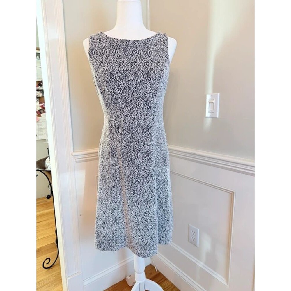 J McLaughlin, navy and white tweed like dress in size s